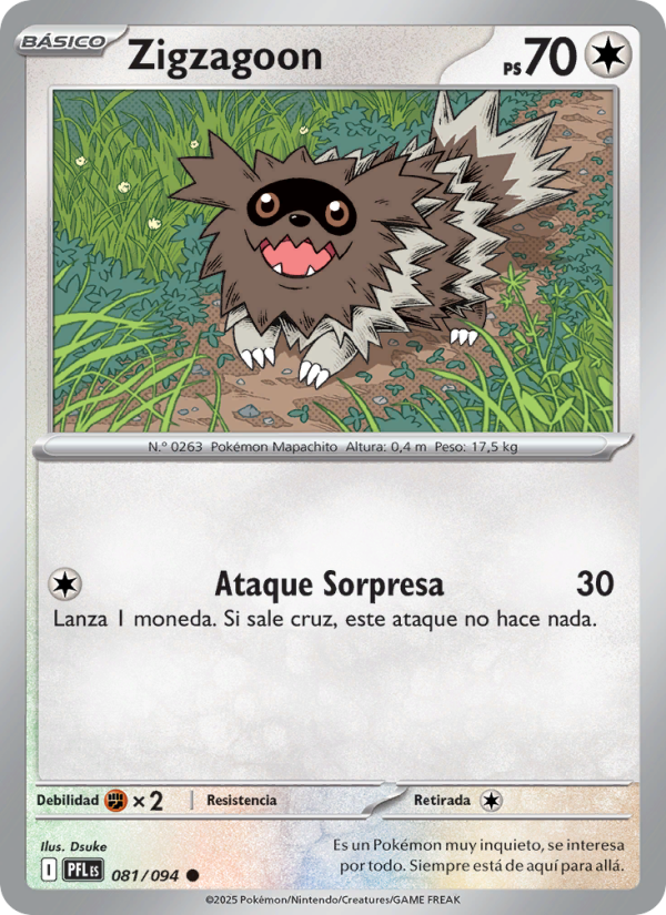 Zigzagoon 081 — Phantasmal Flames (Spanish Pokémon TCG card)