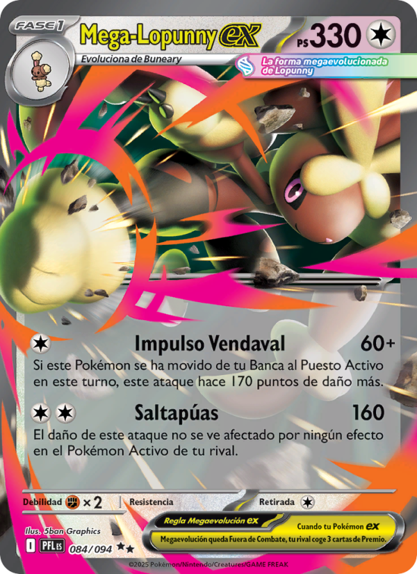 Mega-Lopunny ex 084 — Phantasmal Flames (Spanish Pokémon TCG card)