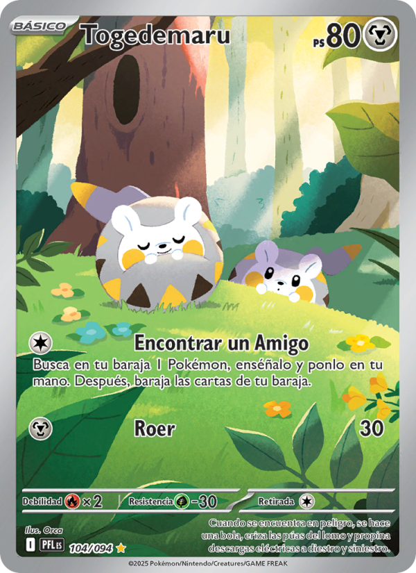 Togedemaru 104 — Phantasmal Flames (Spanish Pokémon TCG card)