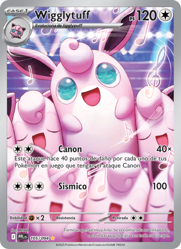 Wigglytuff 105 — Phantasmal Flames (Spanish Pokémon TCG card)