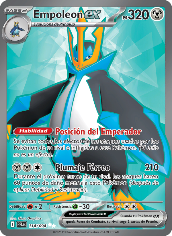 Empoleon ex 114 — Phantasmal Flames (Spanish Pokémon TCG card)