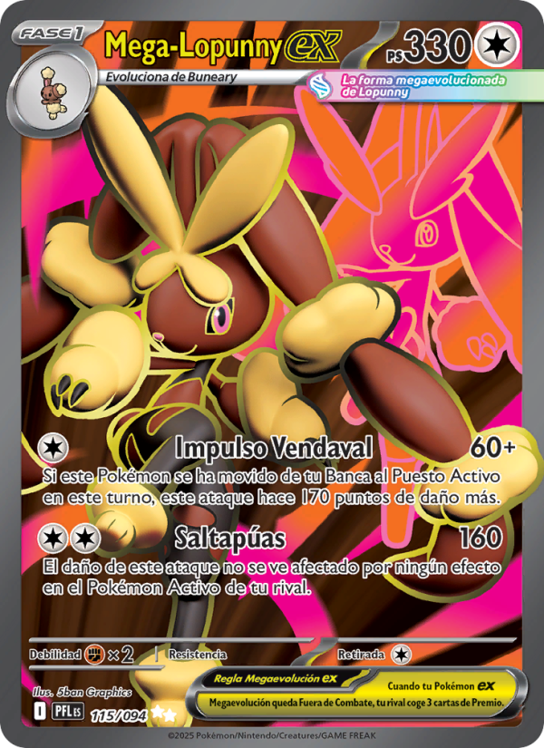 Mega-Lopunny ex 115 — Phantasmal Flames (Spanish Pokémon TCG card)