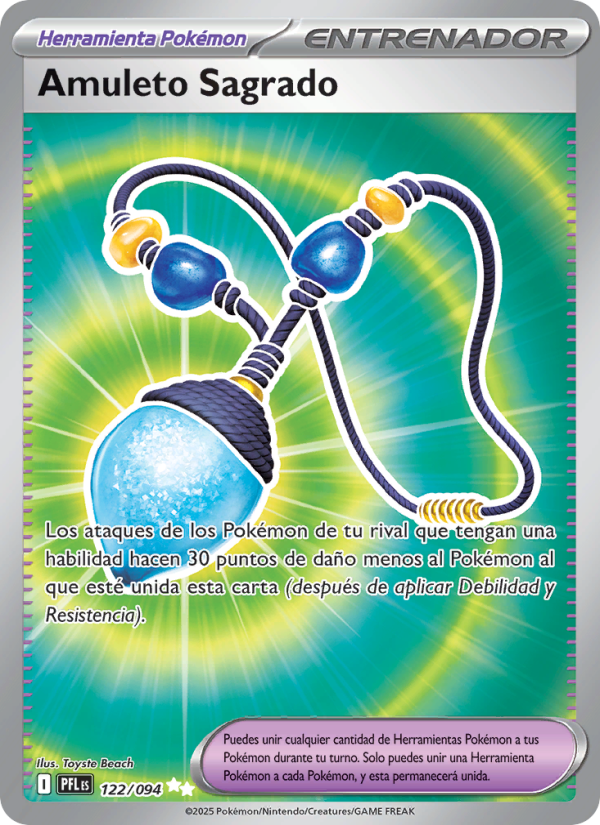 Amuleto Sagrado 122 — Phantasmal Flames (Spanish Pokémon TCG card)