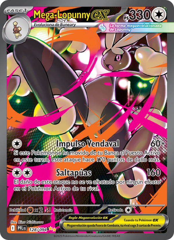 Mega-Lopunny ex 128 — Phantasmal Flames (Spanish Pokémon TCG card)