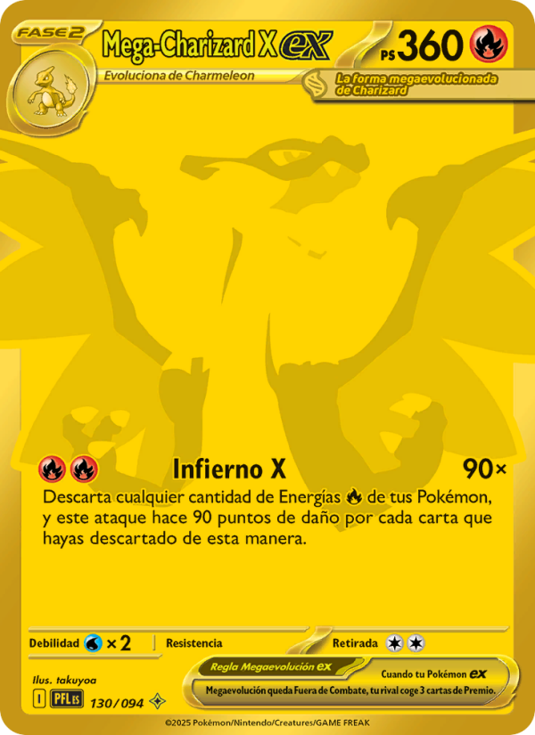 Mega-Charizard X ex 130 — Phantasmal Flames (Spanish Pokémon TCG card)