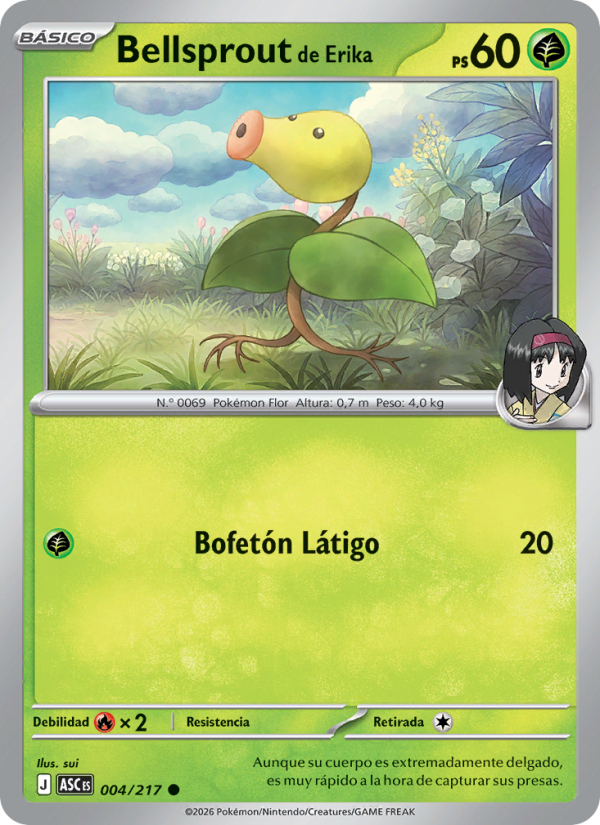 Bellsprout de Erika 004 — Erhabene Helden (Spanish Pokémon TCG card)