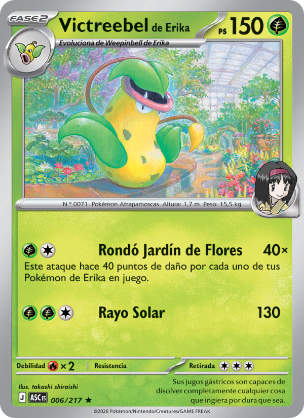 Victreebel de Erika 006 — Erhabene Helden (Spanish Pokémon TCG card)