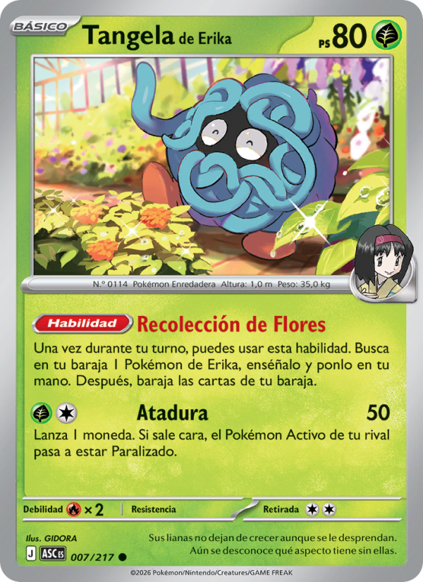 Tangela de Erika 007 — Erhabene Helden (Spanish Pokémon TCG card)