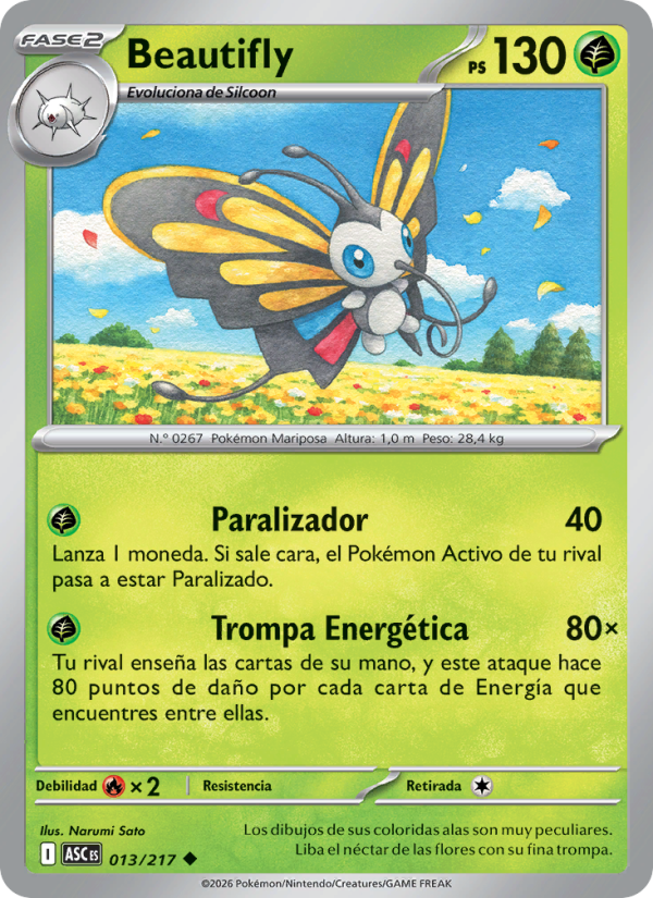 Beautifly 013 — Erhabene Helden (Spanish Pokémon TCG card)