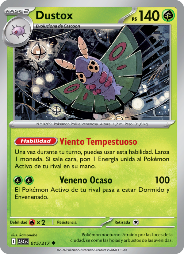 Dustox 015 — Erhabene Helden (Spanish Pokémon TCG card)