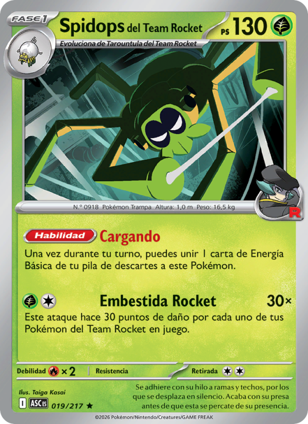 Spidops del Team Rocket 019 — Erhabene Helden (Spanish Pokémon TCG card)
