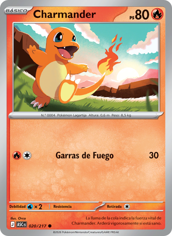 Charmander 020 — Erhabene Helden (Spanish Pokémon TCG card)