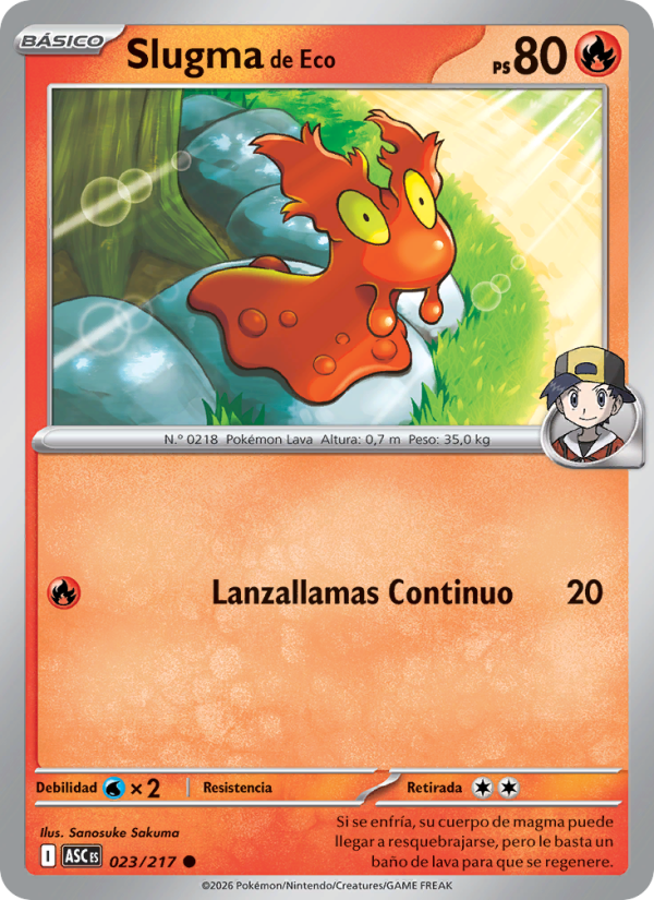 Slugma de Eco 023 — Erhabene Helden (Spanish Pokémon TCG card)