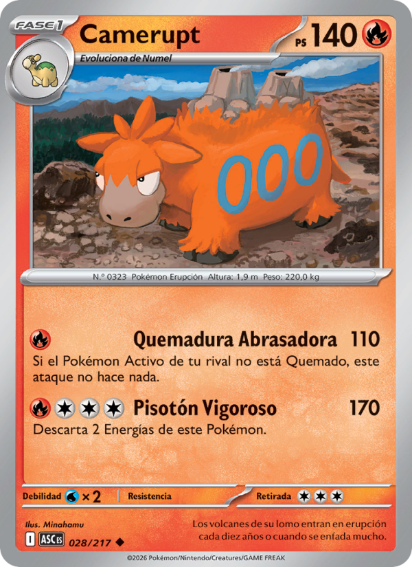 Camerupt 028 — Erhabene Helden (Spanish Pokémon TCG card)