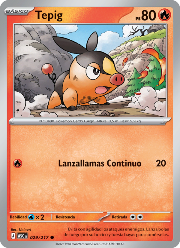 Tepig 029 — Erhabene Helden (Spanish Pokémon TCG card)