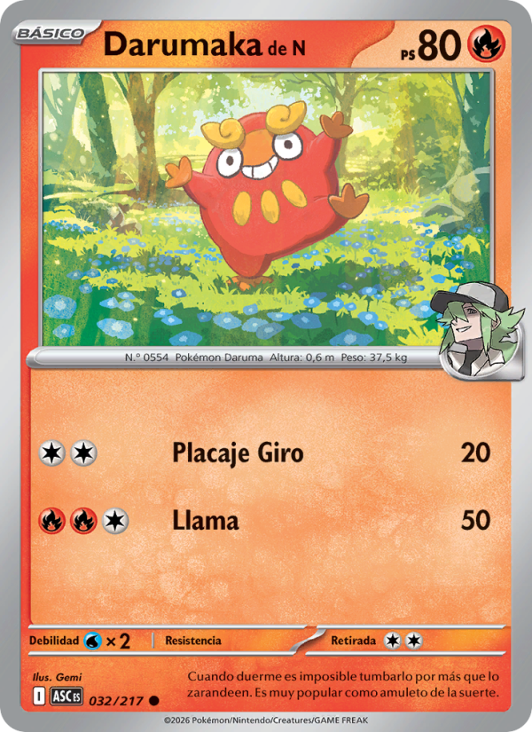 Darumaka de N 032 — Erhabene Helden (Spanish Pokémon TCG card)