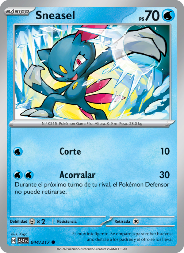 Sneasel 044 — Erhabene Helden (Spanish Pokémon TCG card)