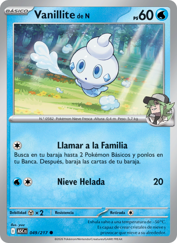 Vanillite de N 049 — Erhabene Helden (Spanish Pokémon TCG card)