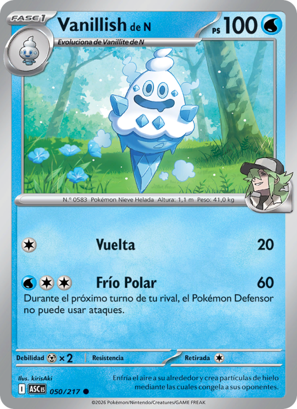 Vanillish de N 050 — Erhabene Helden (Spanish Pokémon TCG card)