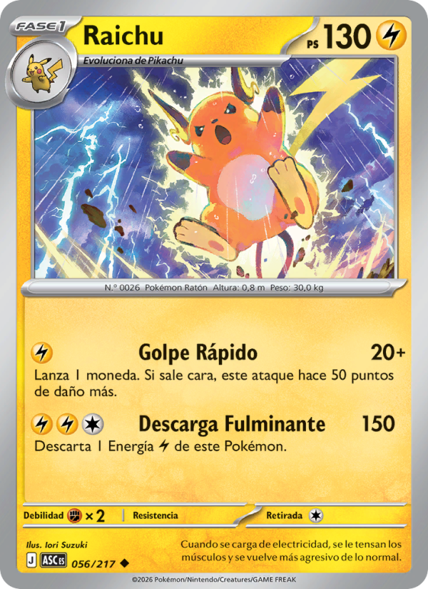 Raichu 056 — Erhabene Helden (Spanish Pokémon TCG card)