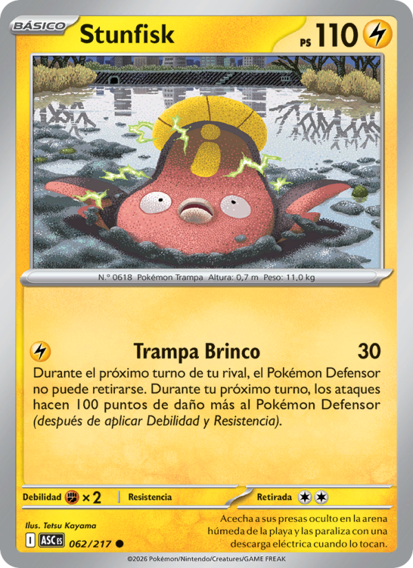 Stunfisk 062 — Erhabene Helden (Spanish Pokémon TCG card)