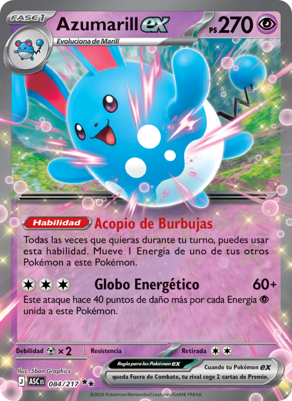 Azumarill ex 084 — Erhabene Helden (Spanish Pokémon TCG card)