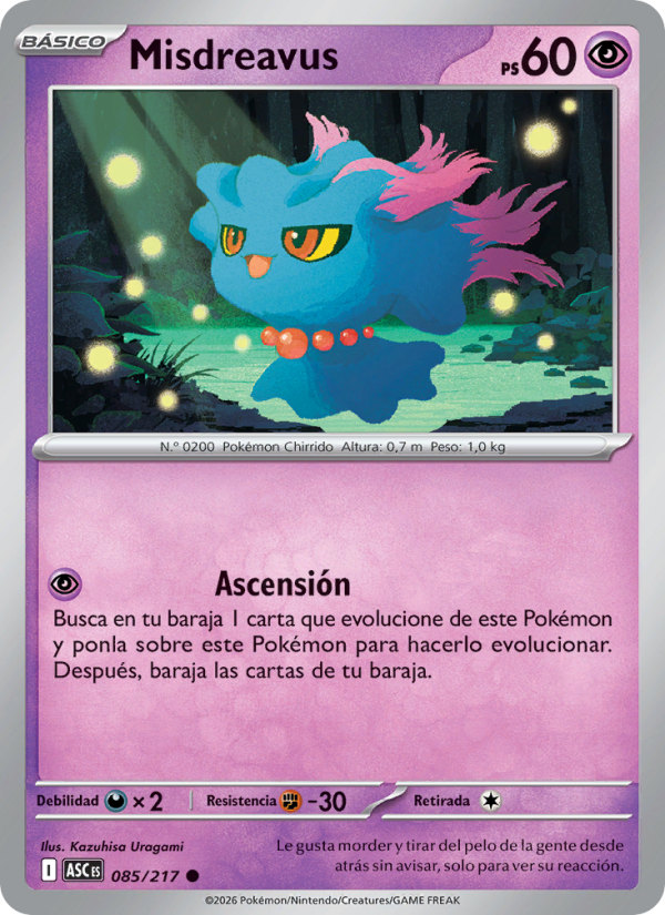 Misdreavus 085 — Erhabene Helden (Spanish Pokémon TCG card)
