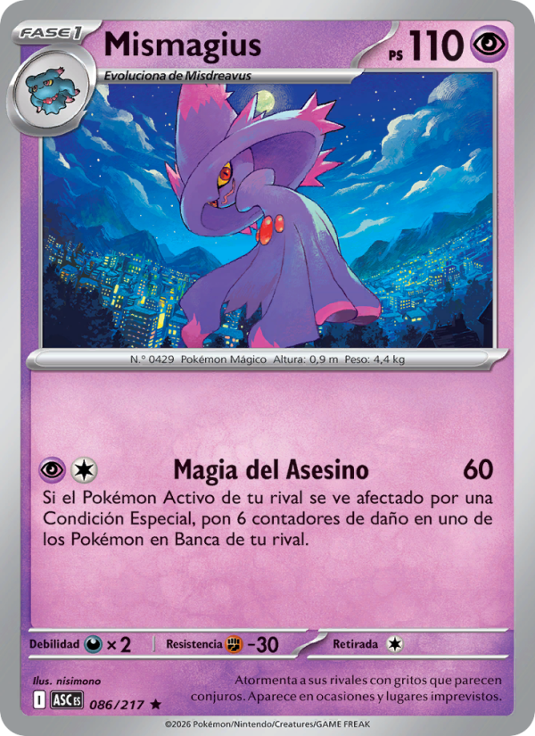 Mismagius 086 — Erhabene Helden (Spanish Pokémon TCG card)