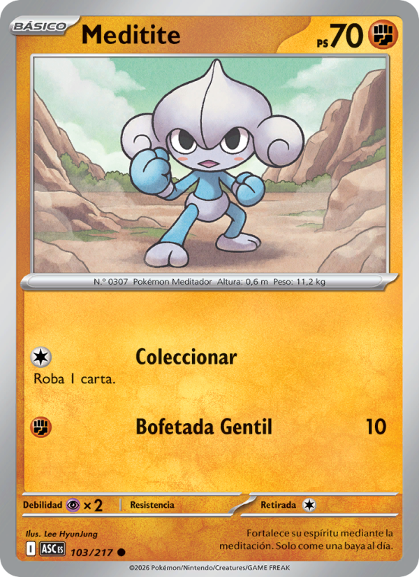 Meditite 103 — Erhabene Helden (Spanish Pokémon TCG card)