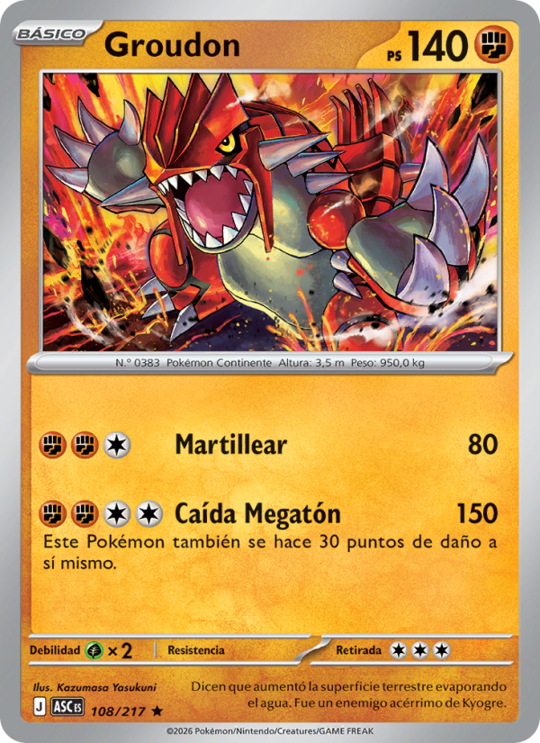 Groudon 108 — Erhabene Helden (Spanish Pokémon TCG card)
