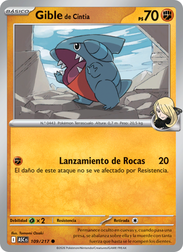 Gible de Cintia 109 — Erhabene Helden (Spanish Pokémon TCG card)