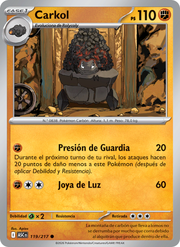 Carkol 119 — Erhabene Helden (Spanish Pokémon TCG card)