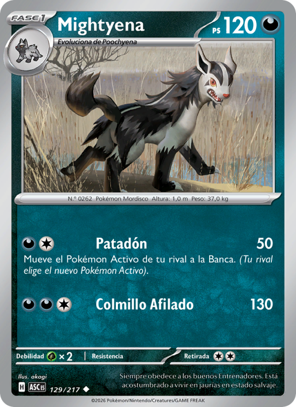 Mightyena 129 — Erhabene Helden (Spanish Pokémon TCG card)