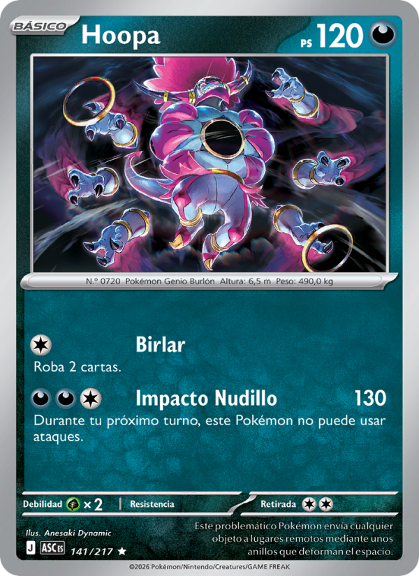 Hoopa 141 — Erhabene Helden (Spanish Pokémon TCG card)