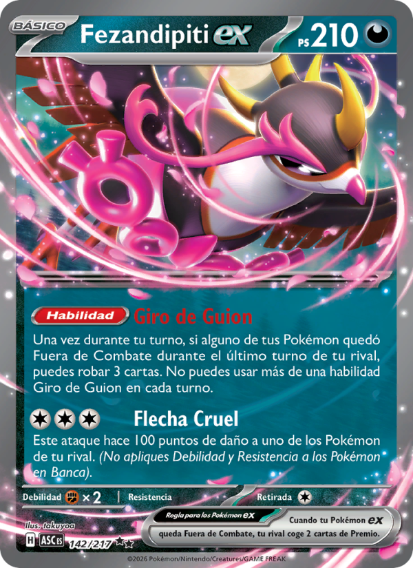 Fezandipiti ex 142 — Erhabene Helden (Spanish Pokémon TCG card)