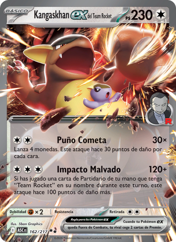 Kangaskhan ex del Team Rocket 162 — Erhabene Helden (Spanish Pokémon TCG card)