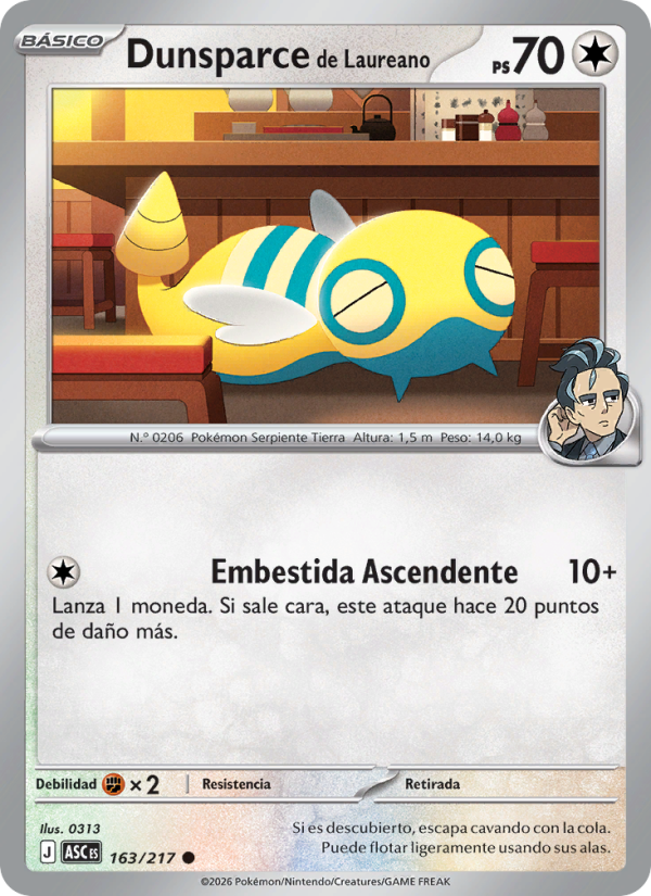 Dunsparce de Laureano 163 — Erhabene Helden (Spanish Pokémon TCG card)