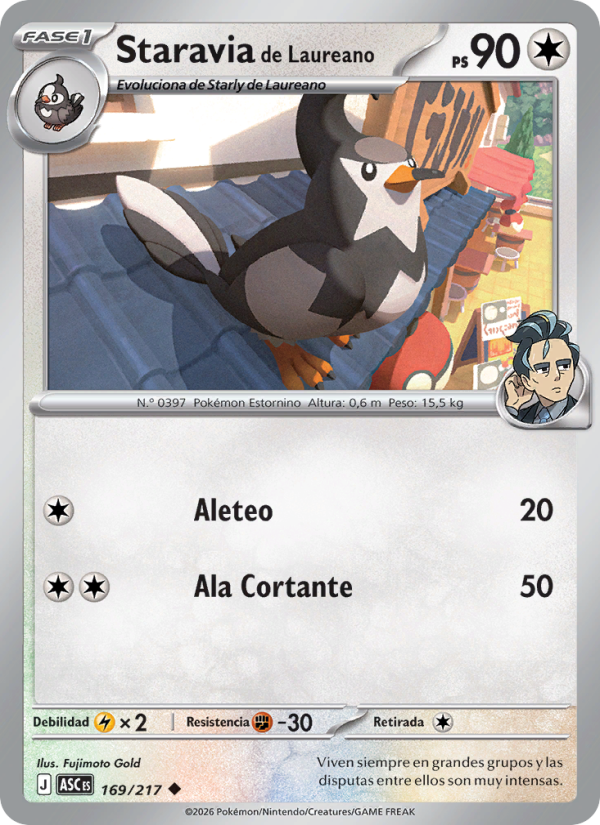 Staravia de Laureano 169 — Erhabene Helden (Spanish Pokémon TCG card)
