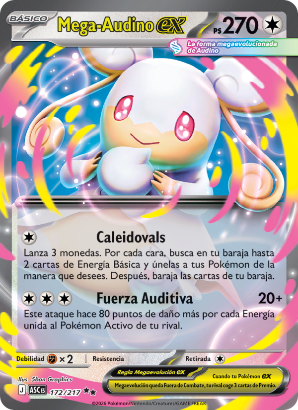 Mega-Audino ex 172 — Erhabene Helden (Spanish Pokémon TCG card)