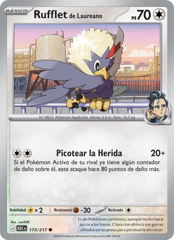 Rufflet de Laureano 173 — Erhabene Helden (Spanish Pokémon TCG card)