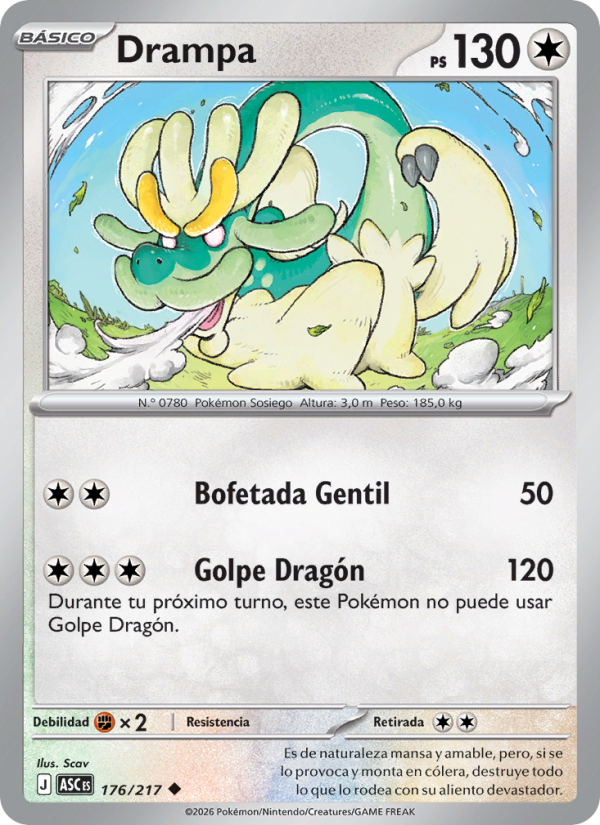 Drampa 176 — Erhabene Helden (Spanish Pokémon TCG card)
