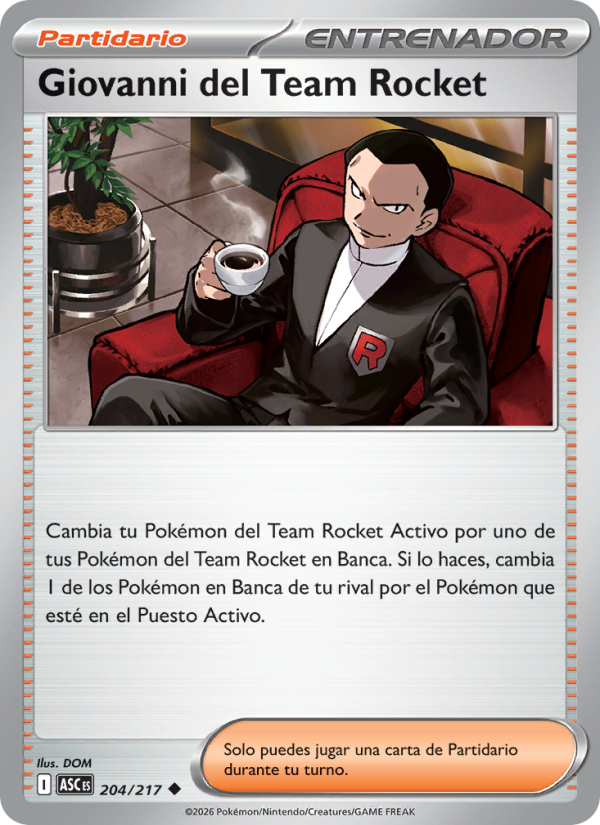 Giovanni del Team Rocket 204 — Erhabene Helden (Spanish Pokémon TCG card)