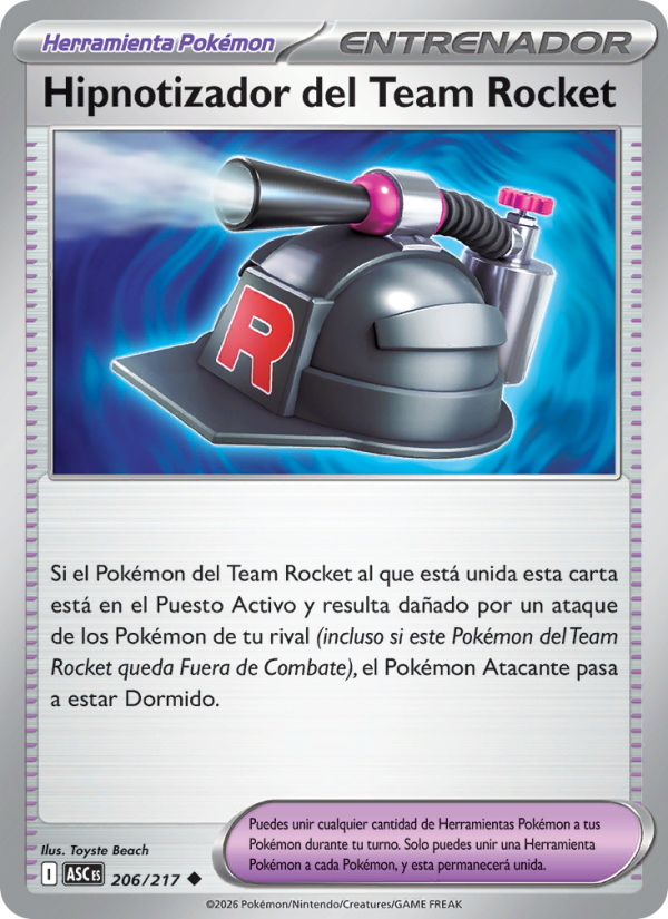 Hipnotizador del Team Rocket 206 — Erhabene Helden (Spanish Pokémon TCG card)