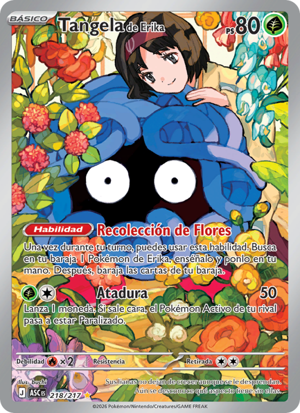 Tangela de Erika 218 — Erhabene Helden (Spanish Pokémon TCG card)
