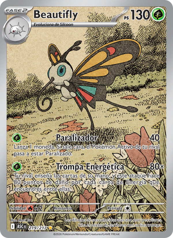 Beautifly 219 — Erhabene Helden (Spanish Pokémon TCG card)