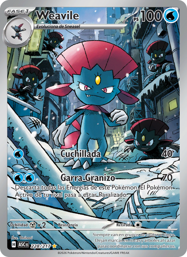 Weavile 228 — Erhabene Helden (Spanish Pokémon TCG card)