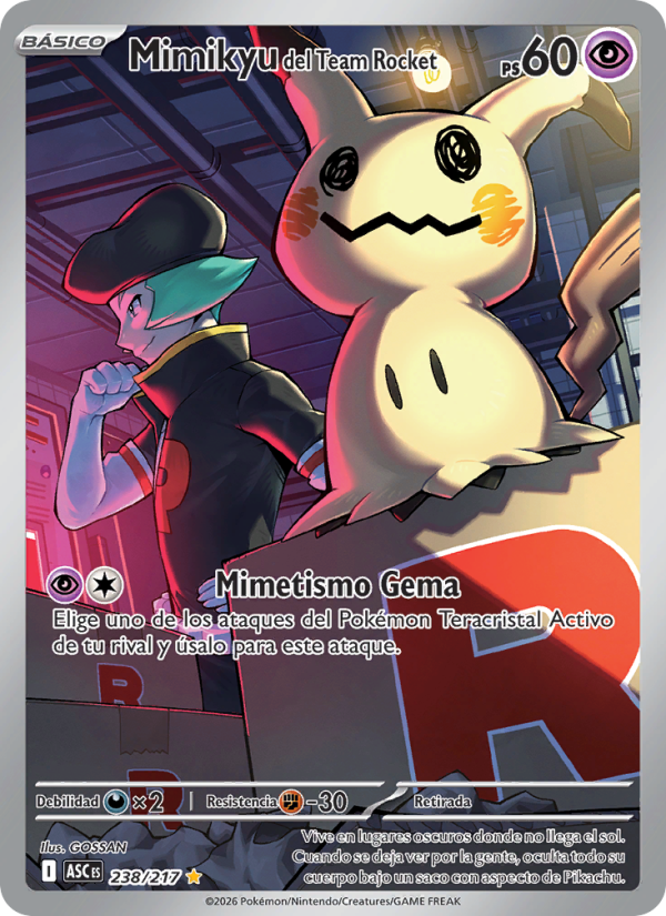 Mimikyu del Team Rocket 238 — Erhabene Helden (Spanish Pokémon TCG card)