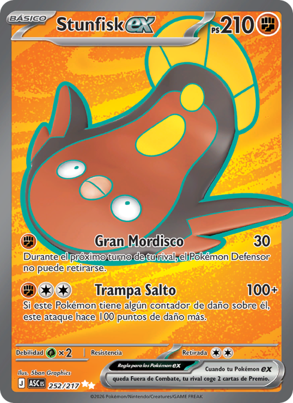 Stunfisk ex 252 — Erhabene Helden (Spanish Pokémon TCG card)