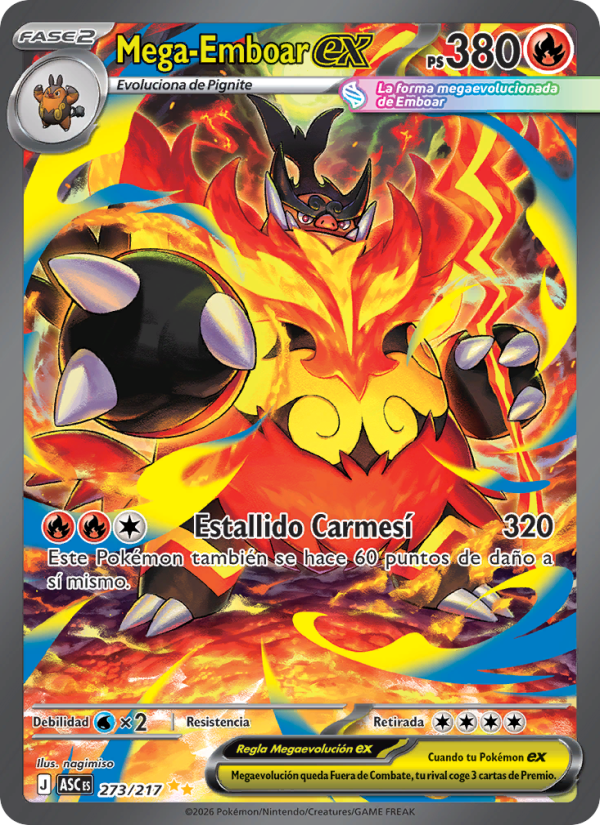 Mega-Emboar ex 273 — Erhabene Helden (Spanish Pokémon TCG card)