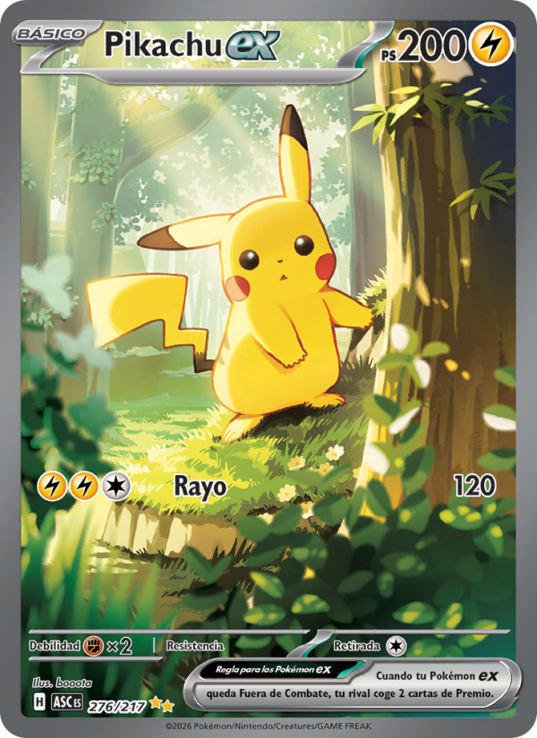 Pikachu ex 276 — Erhabene Helden (Spanish Pokémon TCG card)